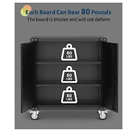 gaomon 36" Metal Storage Cabinet, with Lock, Mobile Tool Cabinet with 2 Adjustable Shelves & 4 Wheels, Heavy Duty Steel Organizer for Garage, Wor