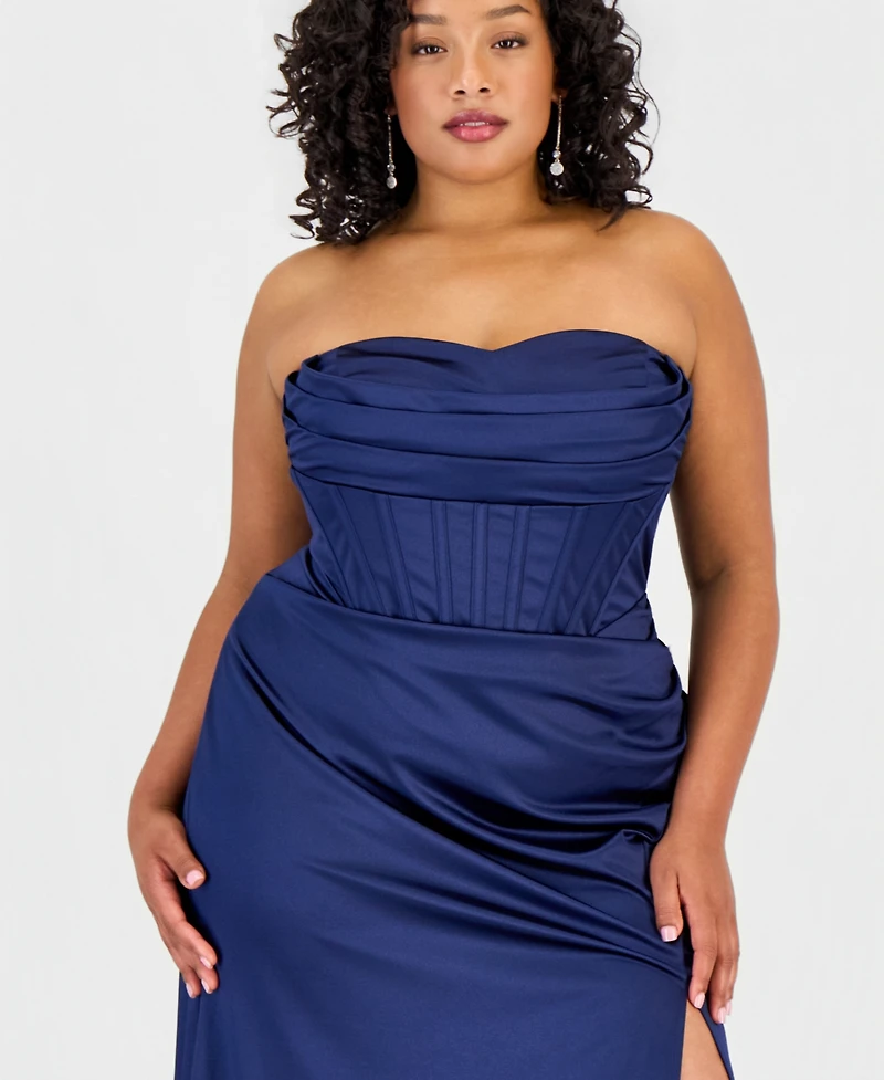 Katia Rae Trendy Plus Sweetheart-Neck Corset Gown