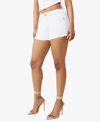 True Religion Women's Jennie Mid-Rise Flap Shorts