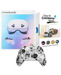 Meta Quest 3S 128GB Virtual Reality Vr Headset with Storm Breaker Xbox Controller and MightySkins Custom Skin Code Bundle