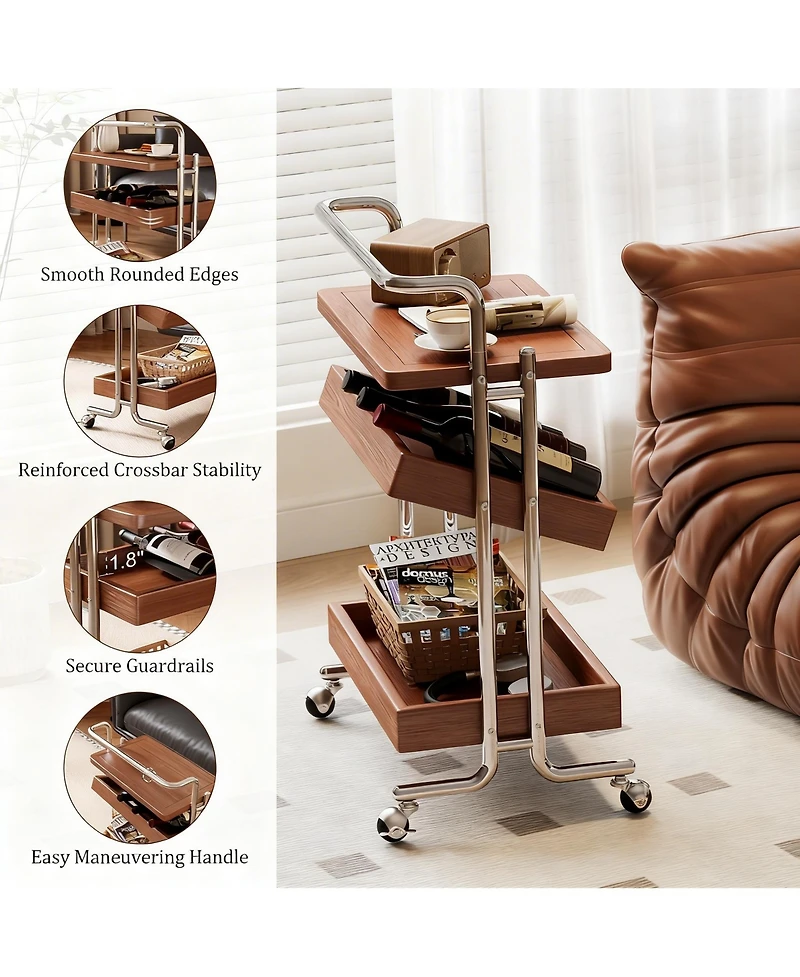 Yigii 3-Tier Adjustable Storage Cart