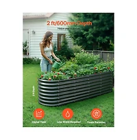 Slickblue 8x2x2 ft Oval Galvanized Metal Raised Garden Bed