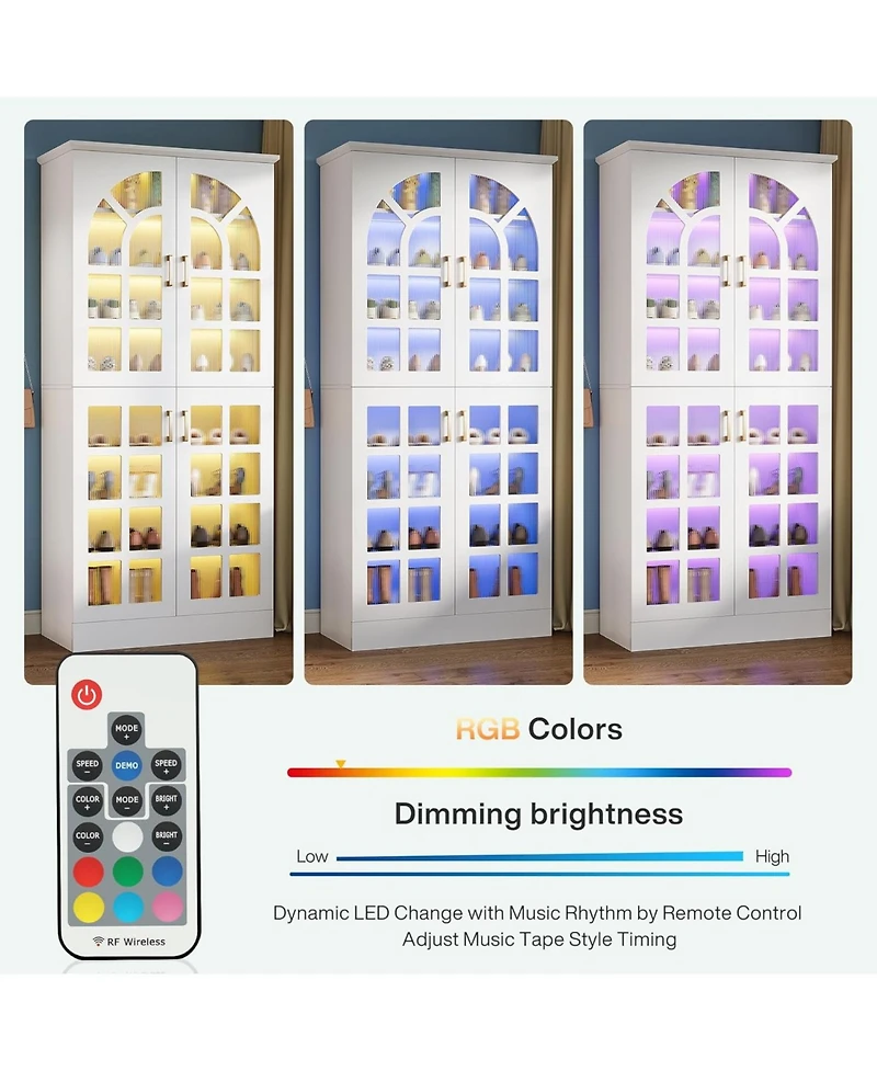 Tribesigns 68.94" Tall Shoe Cabinet with Doors and Led Lights Set of 2, 8-Tier Wooden Shoe Rack Organizer with Adjustable Shelves