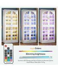 Tribesigns 68.94" Tall Shoe Cabinet with Doors and Led Lights Set of 2, 8-Tier Wooden Shoe Rack Organizer with Adjustable Shelves