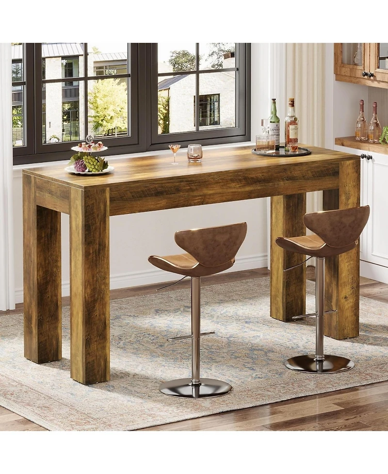 Tribesigns 63" Long Bar Table, Pub Table for Kitchen, Home Bar & Living Room