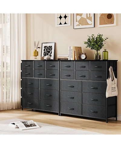 gaomon 12 Drawer Dresser with Fabric Bins,Fabric Storage Tower,Closet Organizers and Storage for Bedroom,Hallway&Entryway,Wood Top Chest of Drawers