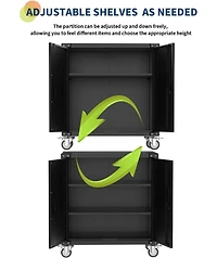 gaomon 35.4" Rolling Tool Storage Cabinet with Wheel, Heavy Duty Metal Garage Storage Organizer with Adjustable Shelf & Locks