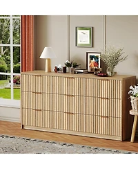 gaomon Drawer Fluted Wood Dresser, Large Storage Chest for Bedroom, Living Room