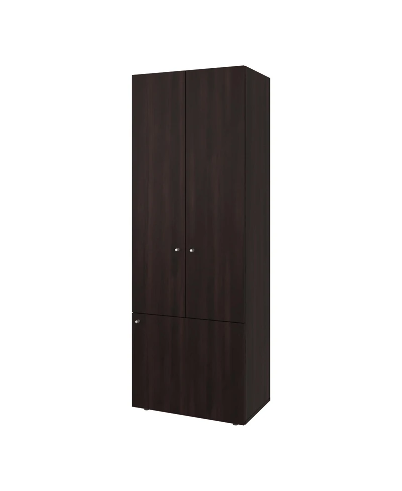 Flynama Armoire with 3 Doors 3 Shelves in Walnut and Black Wengue Finish Bedroom Storage Organizer