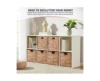 Ornavo Home Water Hyacinth Storage Cube Bin Baskets, Set of 6