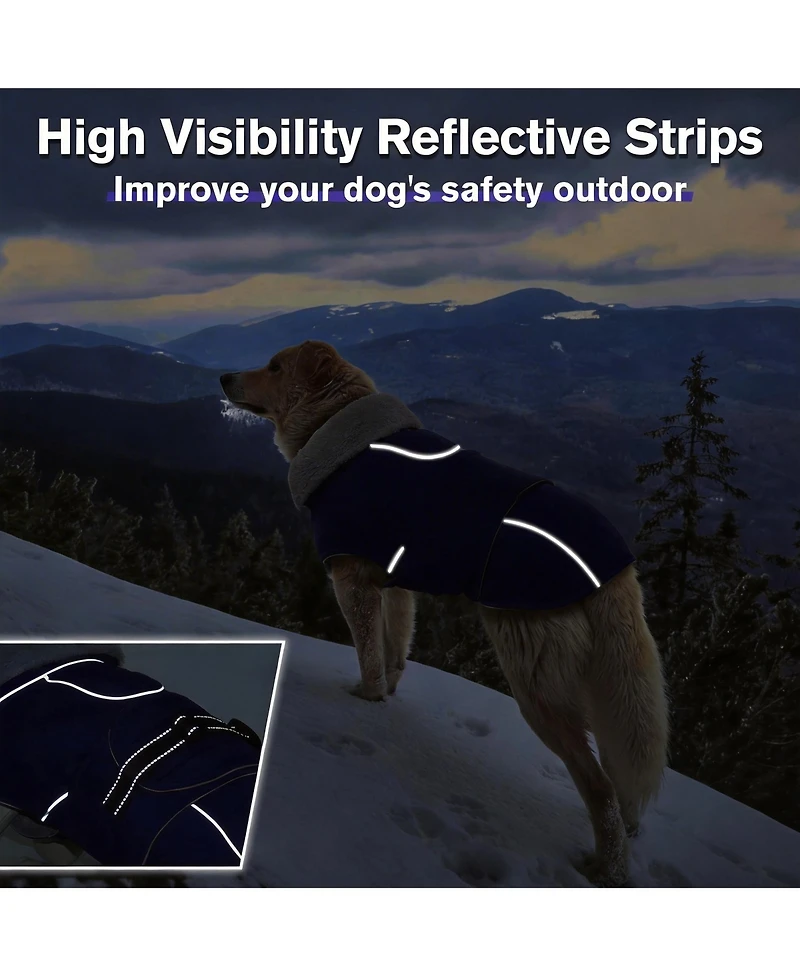 Aronkl Reflective Waterproof Dog Jacket with Fur Collar & Adjustable Buckle for Cold Weather