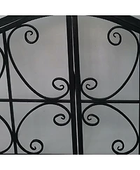 flynama Iron Fireplace Screen 43 Inch with Scrollwork and Mesh Design
