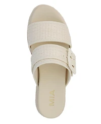 Mia Women's Raffia-Strap Espadrille Slide Sandals