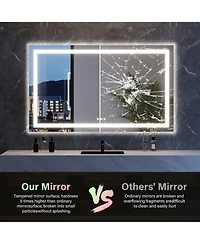 Homfan Led Bathroom Mirror 60" x 36", Front & Backlit Vanity Mirror with Dimmable Lights, Anti Fog & 3 Color Temperature