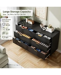 gaomon 6 Drawer Dresser Wood Chest with Gold Handles Storage Cabinet