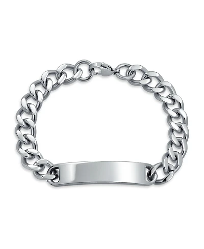 Bling Jewelry Blank Id Identification Bracelet Stainless Steel Curb Link Chain 7.5, 8, 8.5 Inch