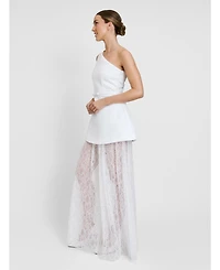 Six Stories Women's One Shoulder Satin Lace Skirt Dress