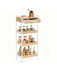Yigii 4-Tier Rolling Storage Cart with Top Board, Drawer, Mesh Shelves, Lockable Casters