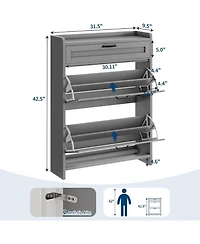 gaomon Shoe Cabinet with 2 Flip Drawers & 1 Top Drawer