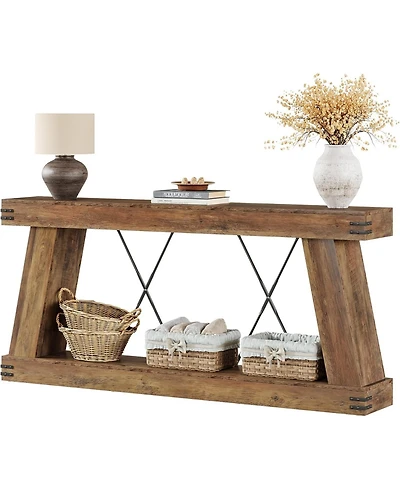 Tribesigns Long Farmhouse Console Table, Industrial Rustic Entryway Furniture for Hallway, Entry, Living Room