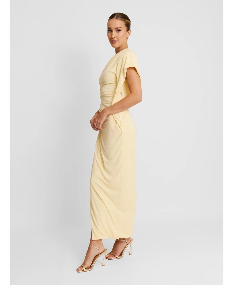 Six Stories Women's Asymmetric Stretch Gathered Maxi Dress