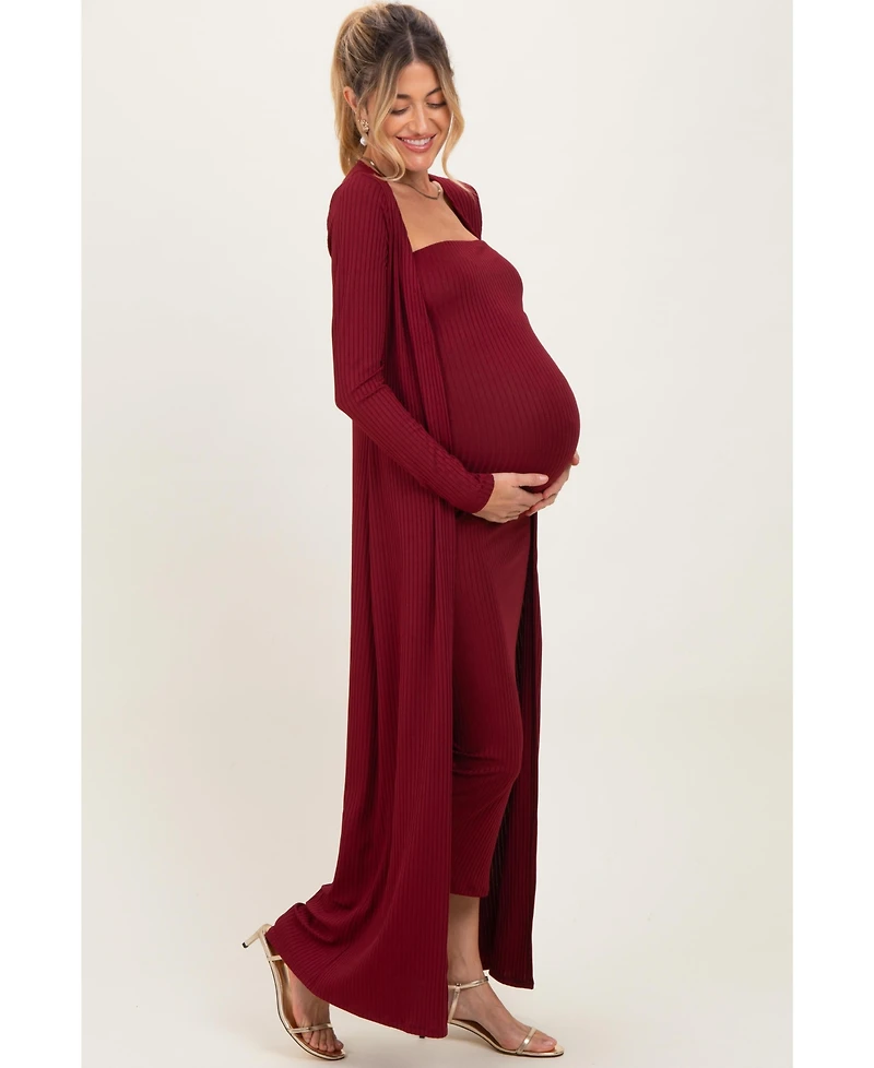 Pinkblush Women's Ribbed Sleeveless Dress Cardigan Set
