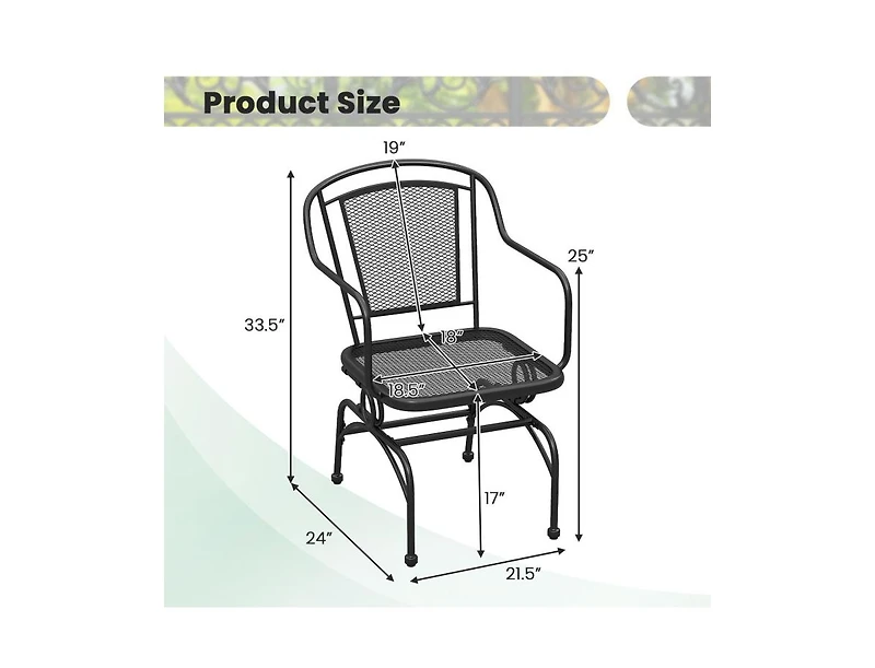 Slickblue Set of 2 Outdoor Rocking Chairs with Mesh Seat