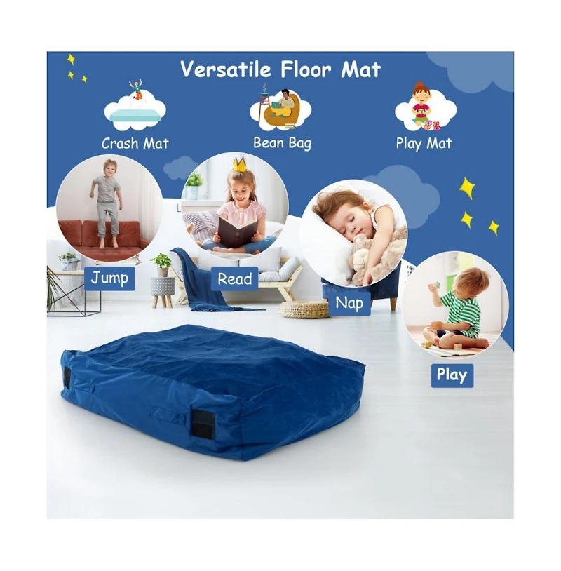 Hongge 47 x 35.5 Inch Crash Pad Sensory Mat with Foam Blocks and Washable Cover