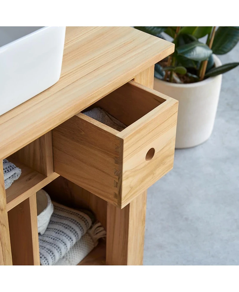 Tikamoon Solid Teak Wood Vanity Cabinet Wash-stand Modern Design Bathroom Furniture