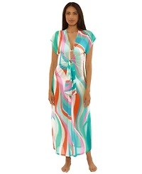 Trina Turk Women's Tie-Front Mesh Maxi Swim Dress
