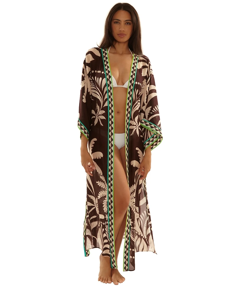 Trina Turk Women's V-Neck Kimono Maxi Duster Cover Up