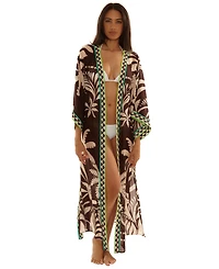 Trina Turk Women's V-Neck Kimono Maxi Duster Cover Up
