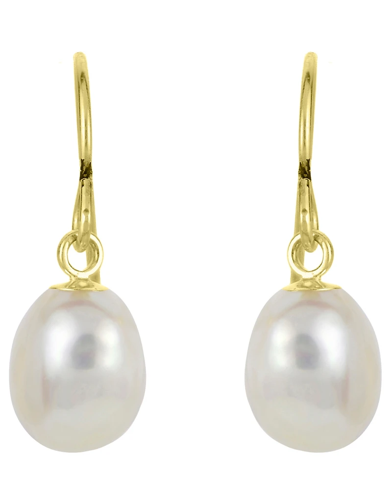Macy's Cultured Freshwater Pearl (9-10mm) Drop Earrings in 14k Gold-Plated Sterling Silver