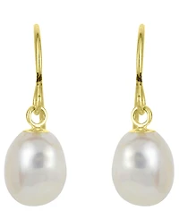 Macy's Cultured Freshwater Pearl (9-10mm) Drop Earrings in 14k Gold-Plated Sterling Silver