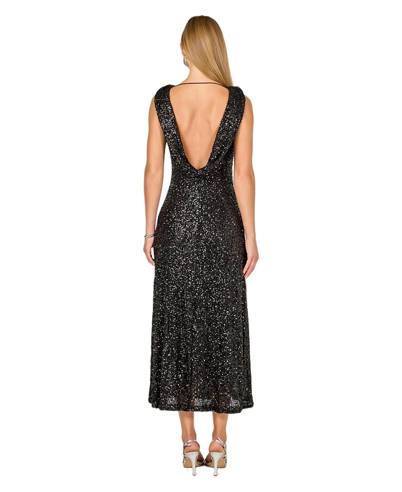 endless rose Women's Open Back Sleeveless Sequins Maxi Dress