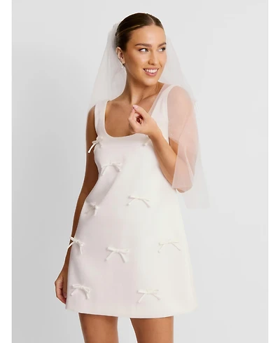 Six Stories Women's Scoop Neck Bow Detail Mini Dress