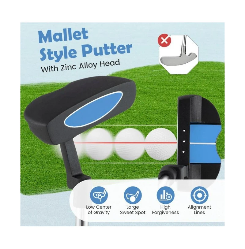 Hongge Junior Mallet Putter Individual Gold Club for Kids Ages 11-14