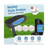 Hongge Junior Mallet Putter Individual Gold Club for Kids Ages 11-14