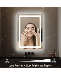 Homfan Led Bathroom Mirror 2028 Wall-Mounted Vanity Mirrors Stepless Dimmable Wall Mirrors, Backlit + Front Lit, Memory Function, Waterproof