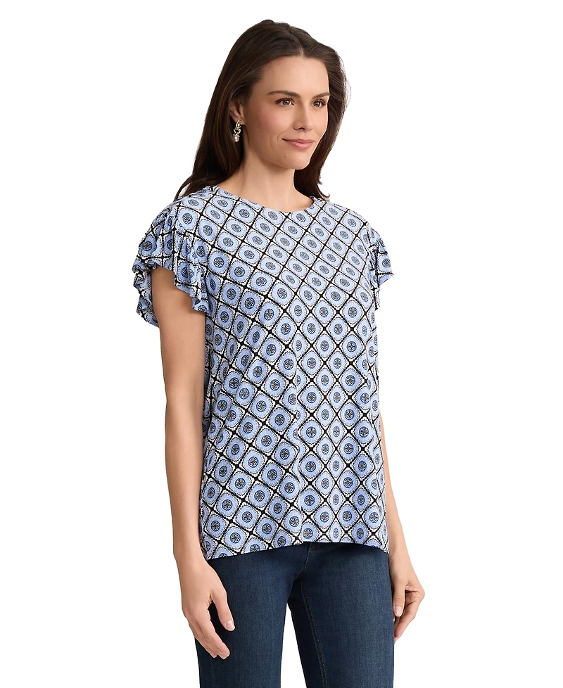 Jones New York Women's Flutter Short-Sleeve Top