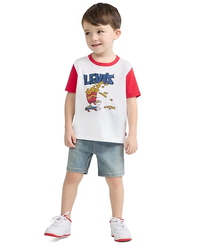 Levi's Toddler Boys' 2T-4T Fry Guy Tee & Denim Shorts Set