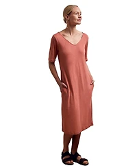 Celtic & Co. Women's Linen Blend V-Neck Midi Dress