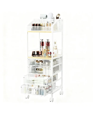 Yigii Multi-Compartment Makeup Organizer with Wheels for Skincare and Cosmetics