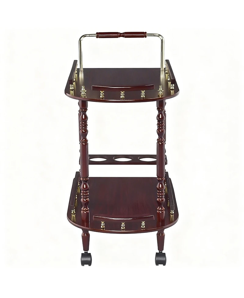 Yigii 2-Tier Mobile Bar Cart with Wine Rack