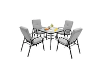 Slickblue Outdoor 5-Piece Dining Set with Stackable Chairs and Cushions