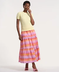 Isaac Mizrahi Women's Pull-On Tiered Maxi Long Skirt