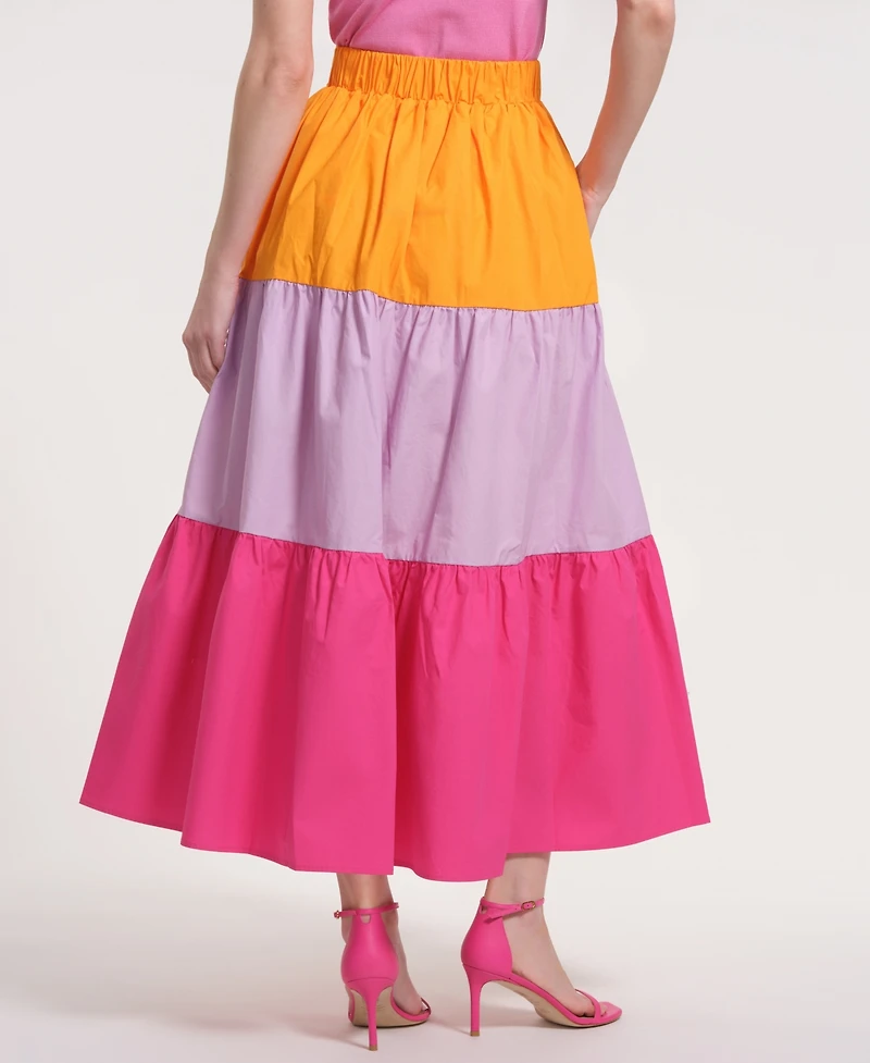 Isaac Mizrahi Women's Pull-On Tiered Maxi Long Skirt