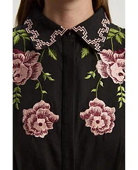 Karen Millen Women's Rose Embroidered Cotton Shirt Dress