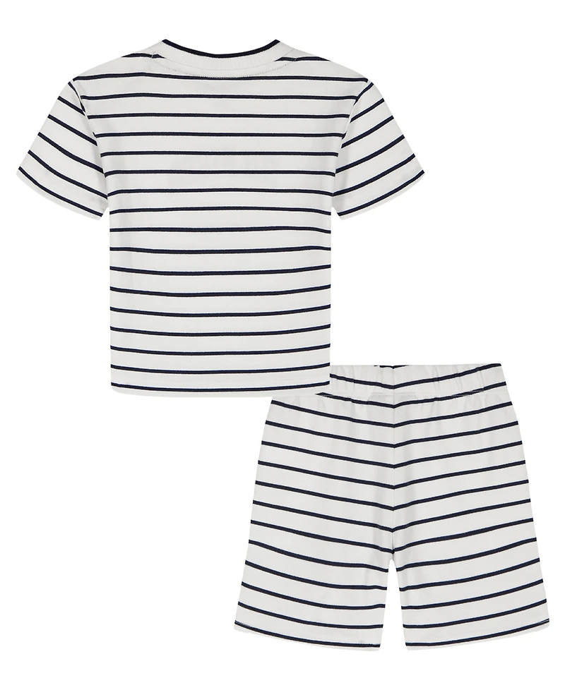 Tommy Hilfiger Baby Boys' Striped French Terry T-Shirt and Shorts, 2-Piece Set