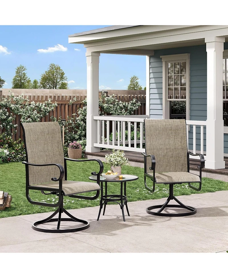 gaomon Set of 2 Patio Swivel Dining Chairs, 360degree(s) Swivel 15degree(s) Reclining, All-Weather Textilene for Lawn Garden Deck